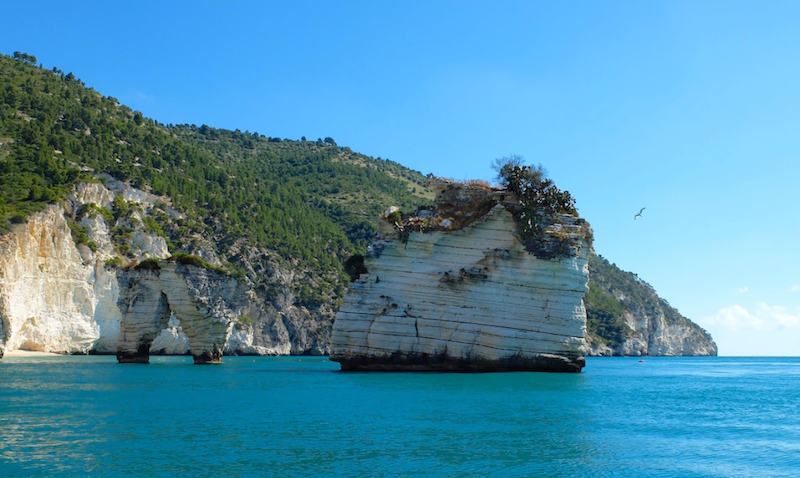 Blue waters of the Gargano Peninsula in Puglia