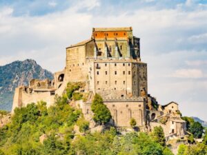The Sacra di San Michele towers over the landscape